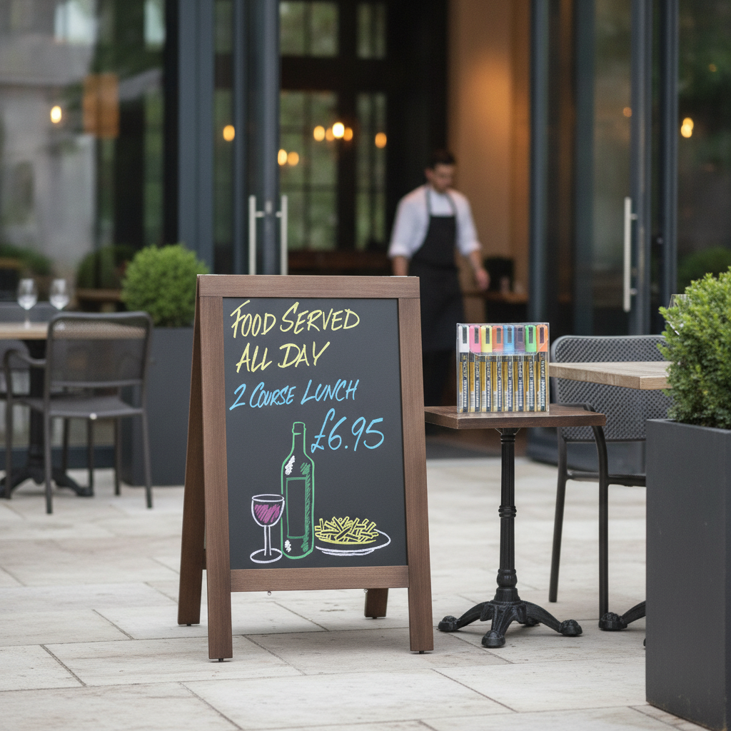 Melamine Small Pavement Board with Chalkmaster Pens for Outdoor Displays (Set of 8)