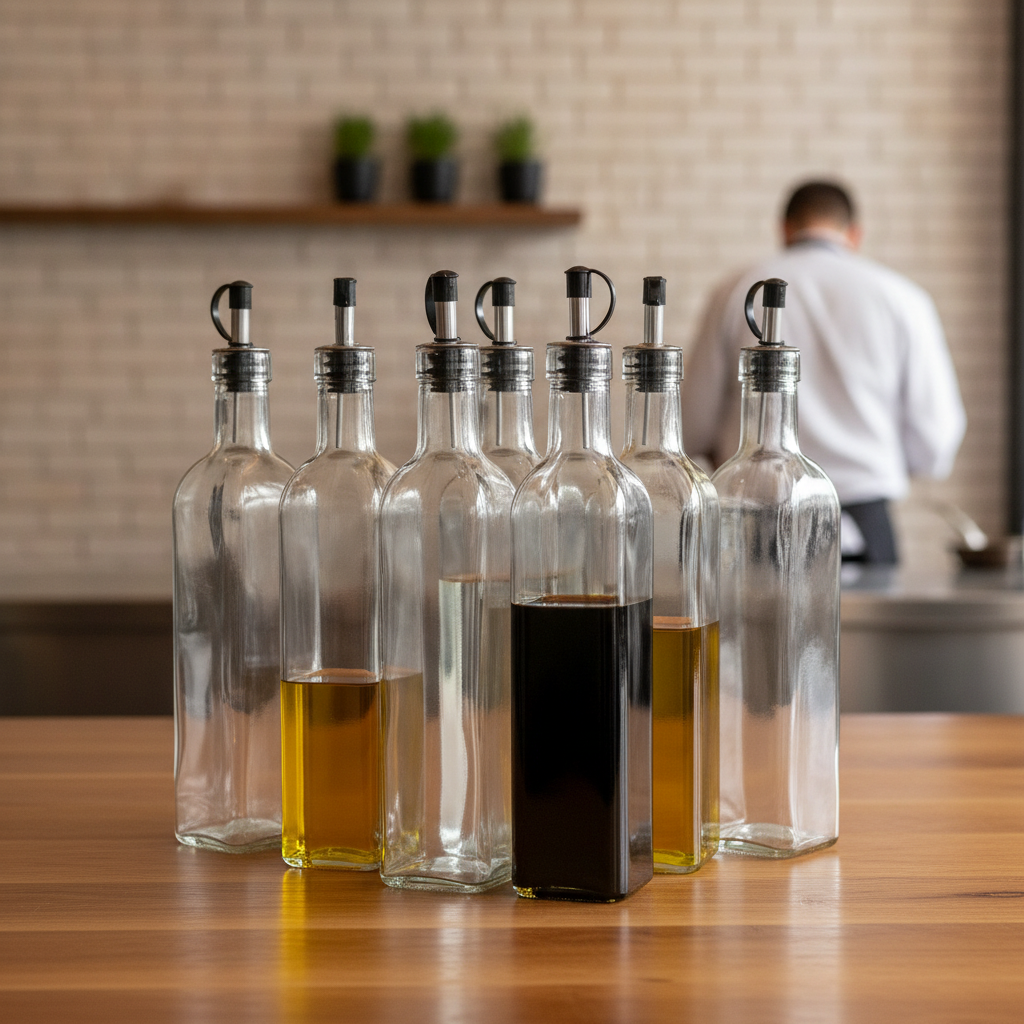 Clear Glass Olive Oil and Vinegar Bottle 500ml for Tabletops (Pack of 6)