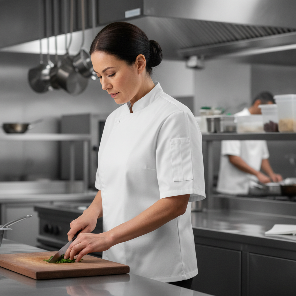 Polycotton White Unisex Chef Jacket for Professional Kitchens