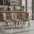 Galvanised Steel Bistro Side Chair 850x430mm for Coffee Shops & Pubs (Pack of 4)