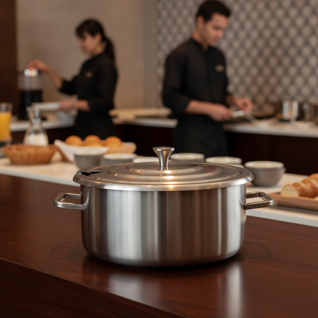Brushed Stainless Steel Round Soup Chafer 5.2L for Buffets