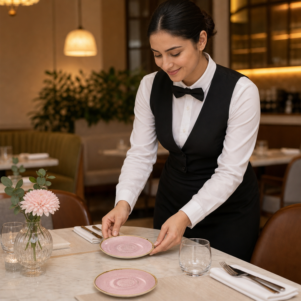 Saucers Pink Vitrified Ceramic for Table Settings (Pack of 12)