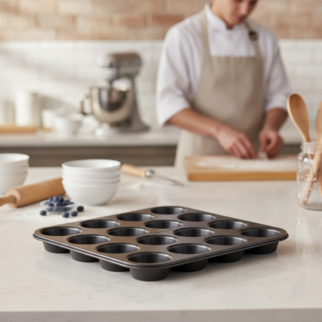Heavy Gauge Steel 12 Cup Muffin Tin for Baking