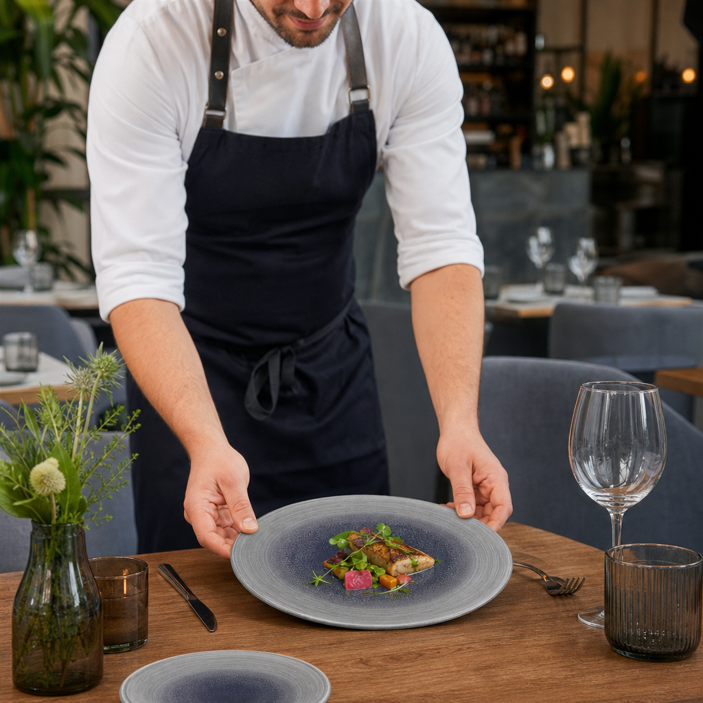 Coupe Plates inch 10.25 Grey Vitrified Porcelain for Dining (Pack of 12)