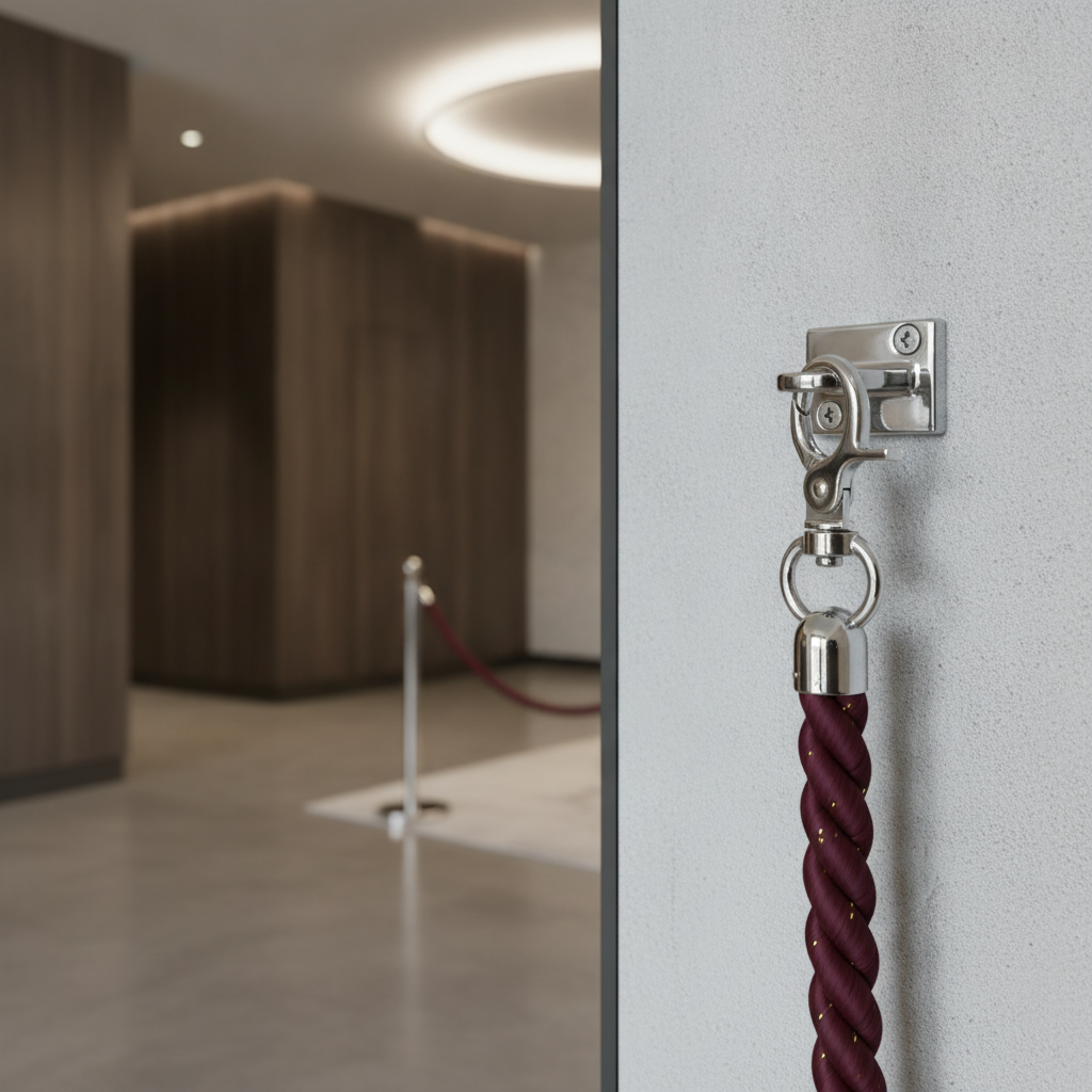 Chrome Wall Fixing 37x49mm for Stylish Barrier Systems