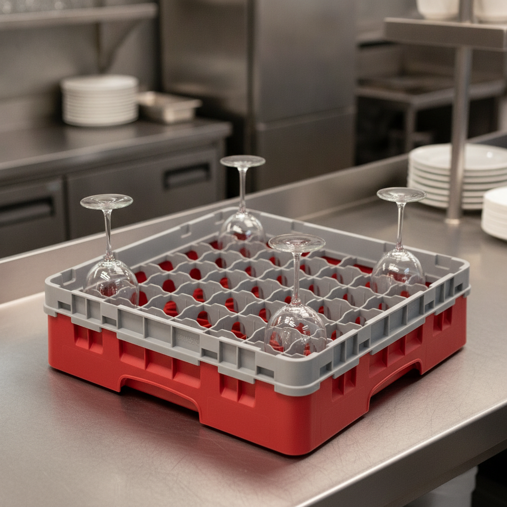 Polypropylene Red Camrack System for Safe Glassware Transport