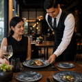 Vitrified Plates Black China for Contemporary Dining (Pack of 12)