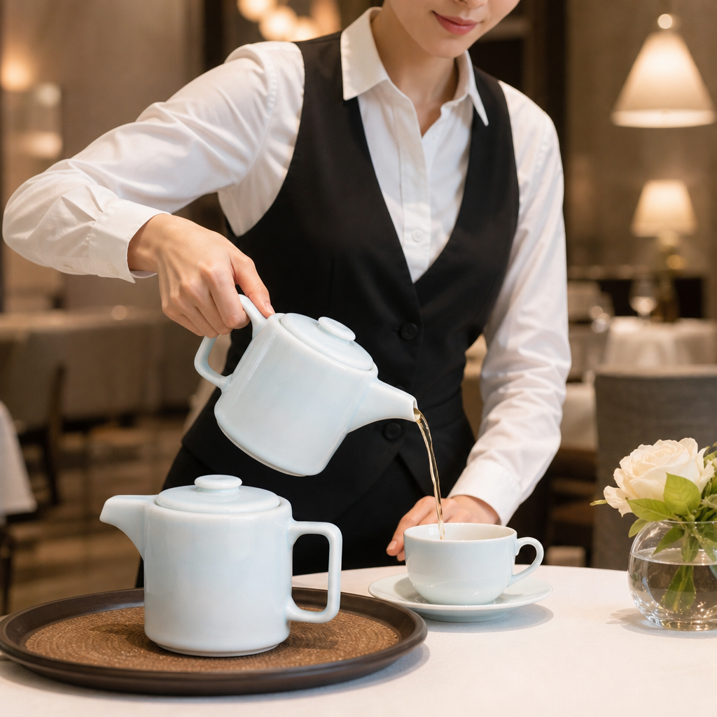 Porcelain Aqua Tea Pots 450ml for Elegant Dining (Pack of 2)