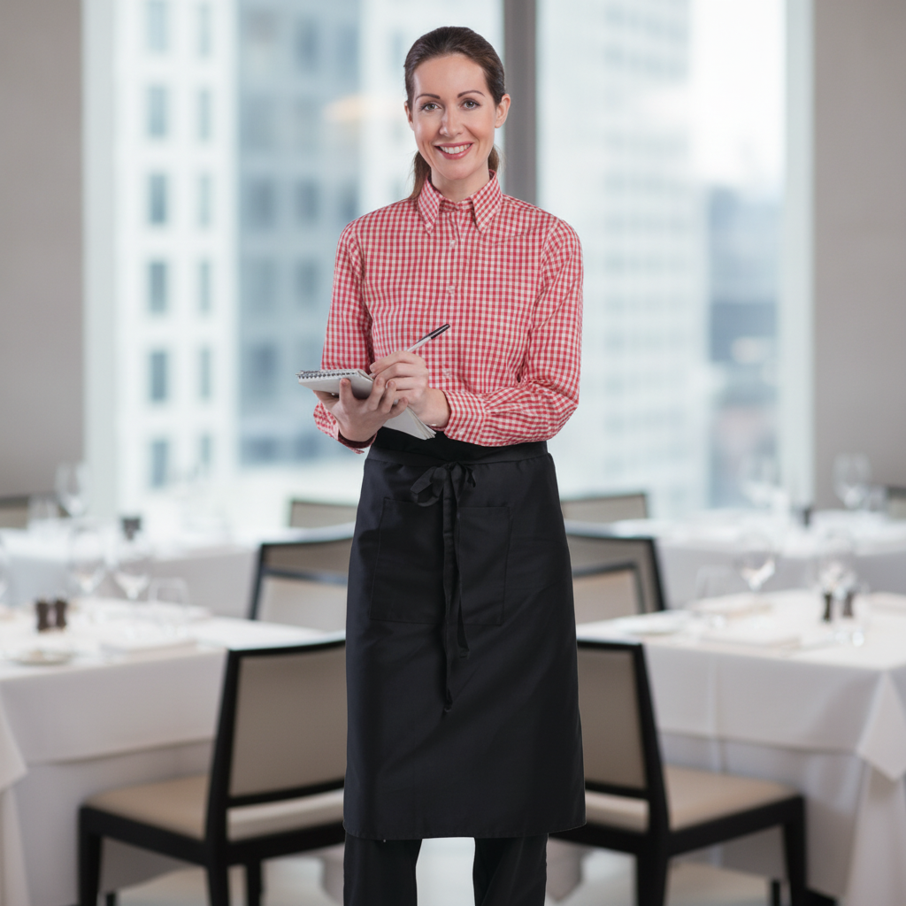 Red Gingham Dress Shirt in Polycotton for Staff Uniforms