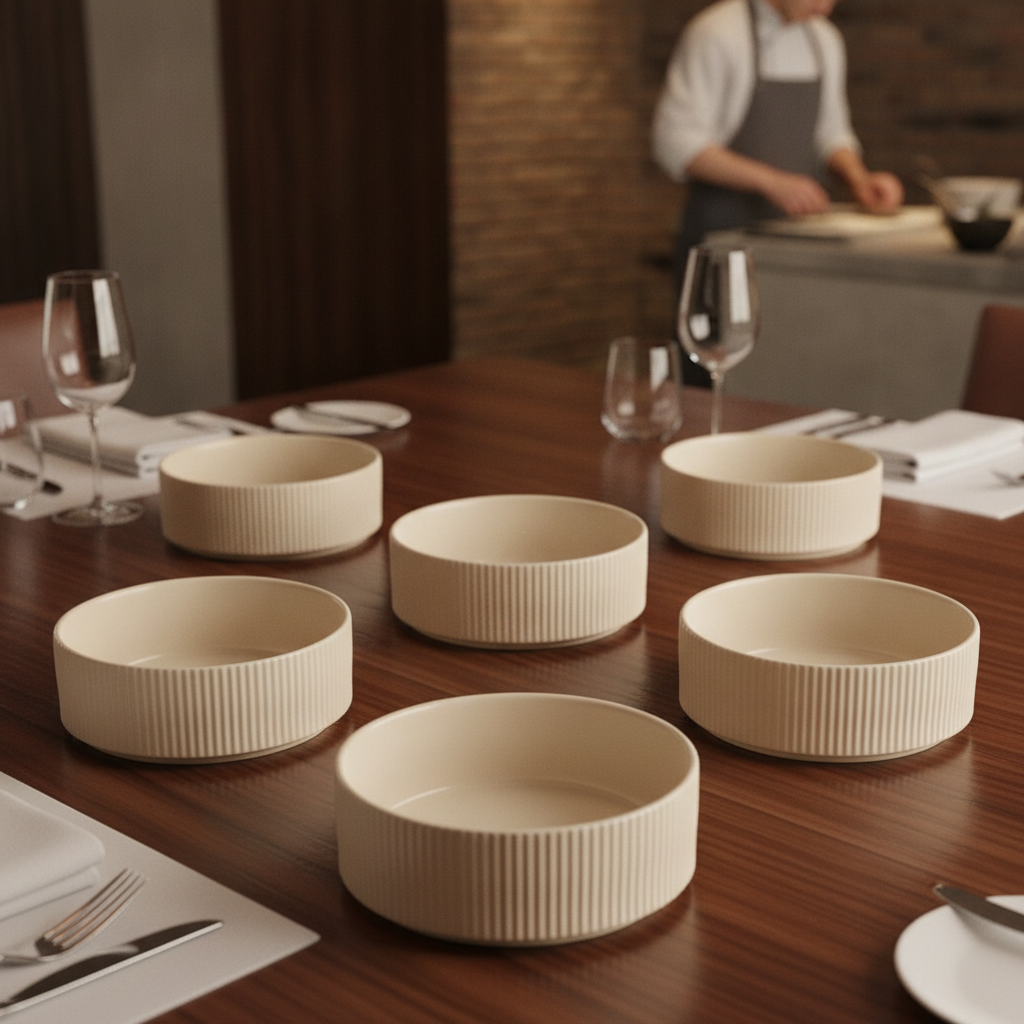 Porcelain Bowl 550ml in Matt Sand for Serving Dishes (Pack of 6)