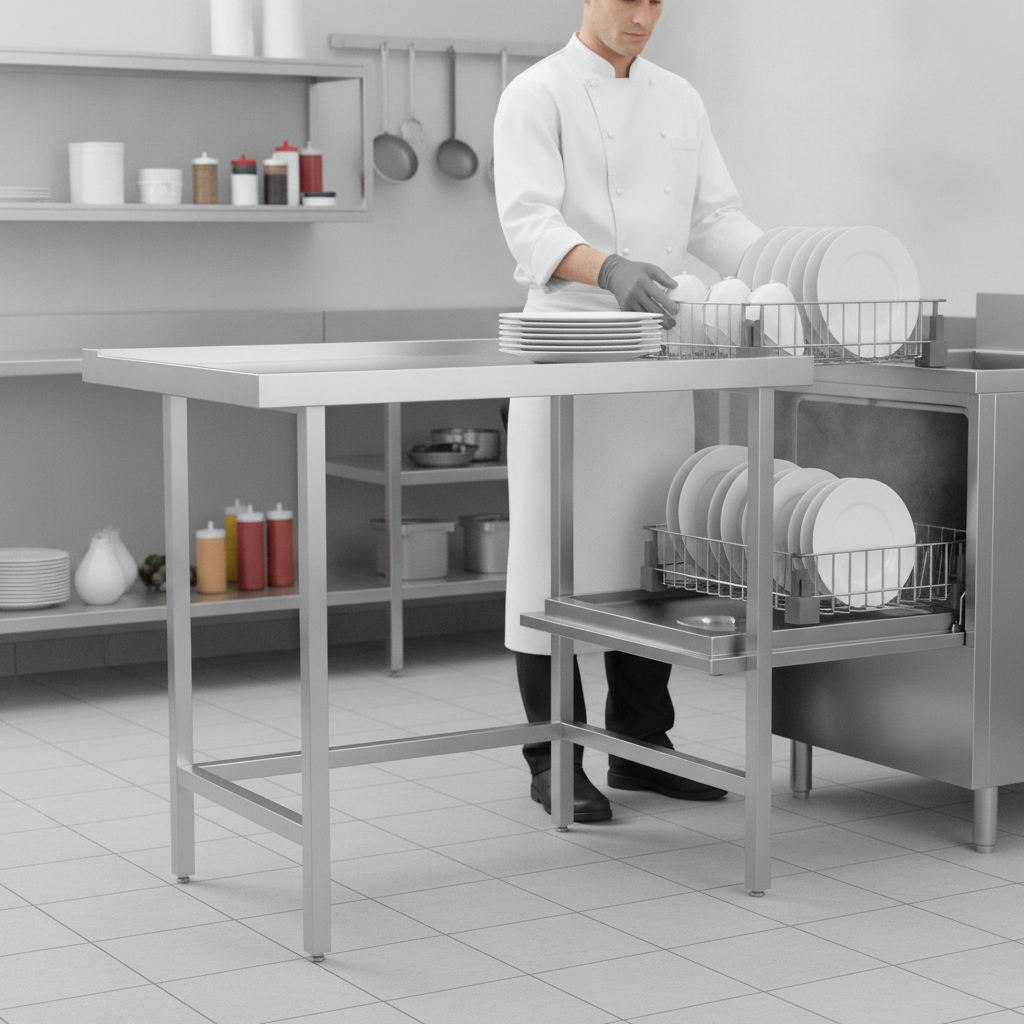 Stainless Steel Left Hand Exit Table 800mm for Professional Use
