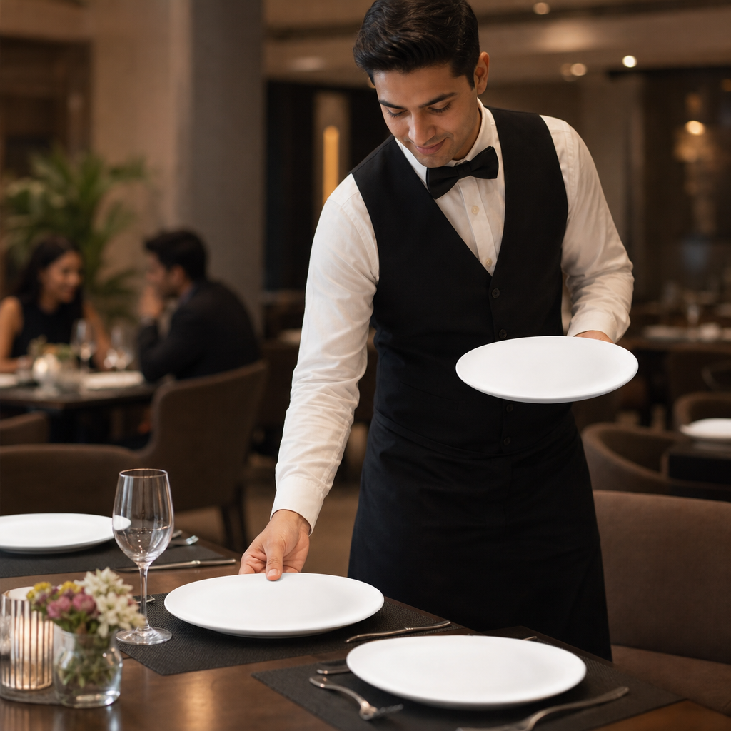 Coupe Plates 254mm White Vitrified Ceramic for Restaurants (Pack of 12)