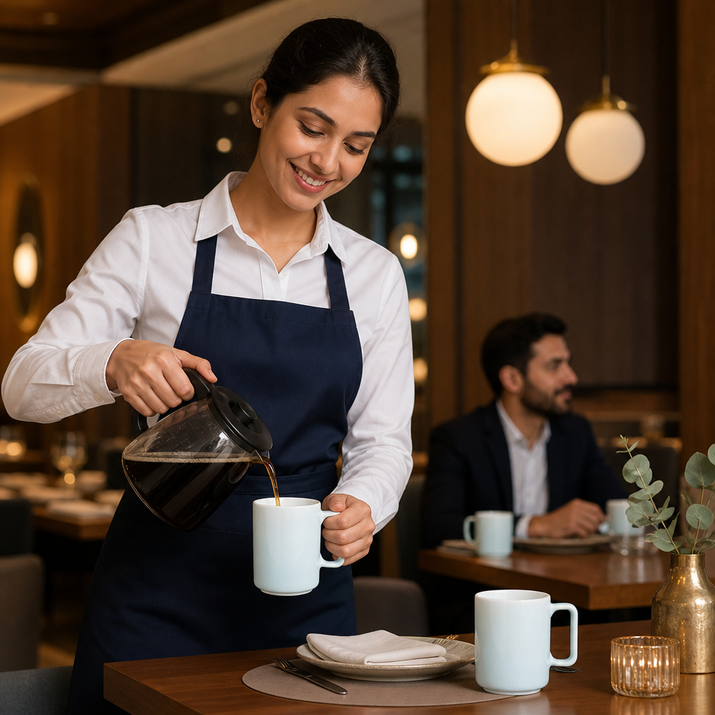 Mugs 340ml Aqua Porcelain for Stylish Table Settings (Pack of 6)