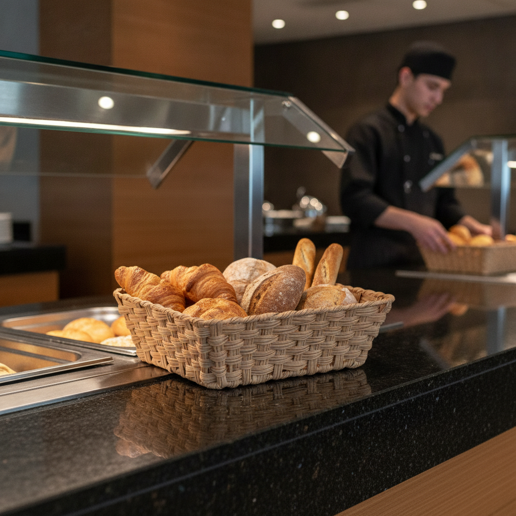 Polypropylene Brown Buffet Basket 325x265mm for Food Presentation