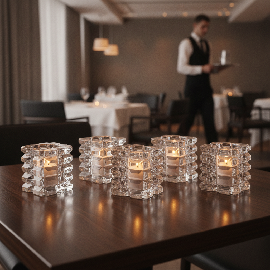 Clear Glass Faceted Cube Votive 76mm for Table Settings (Pack of 6)