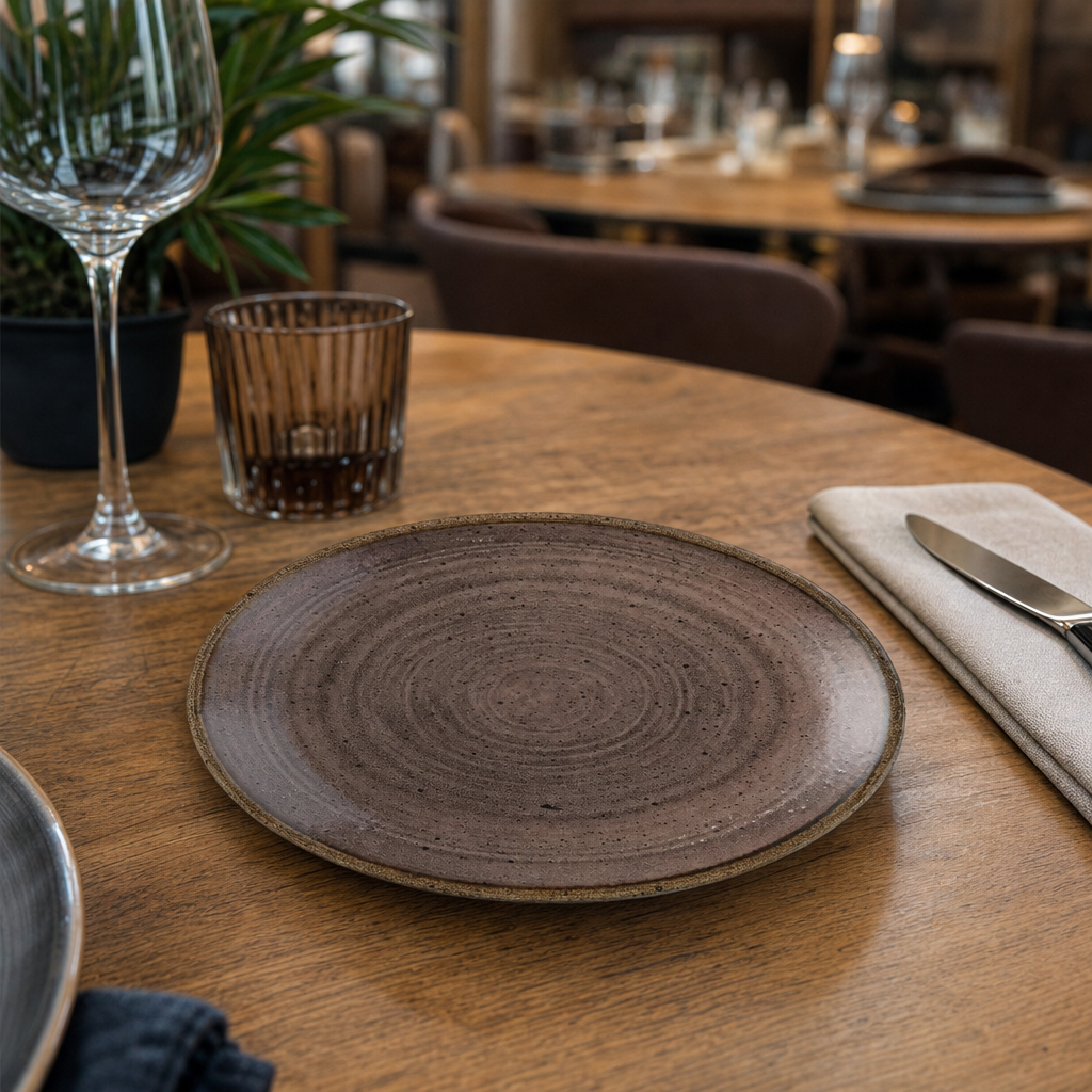 Coupe Plates 165mm Brown Vitrified Ceramic for Restaurants & Cafés (Pack of 12)