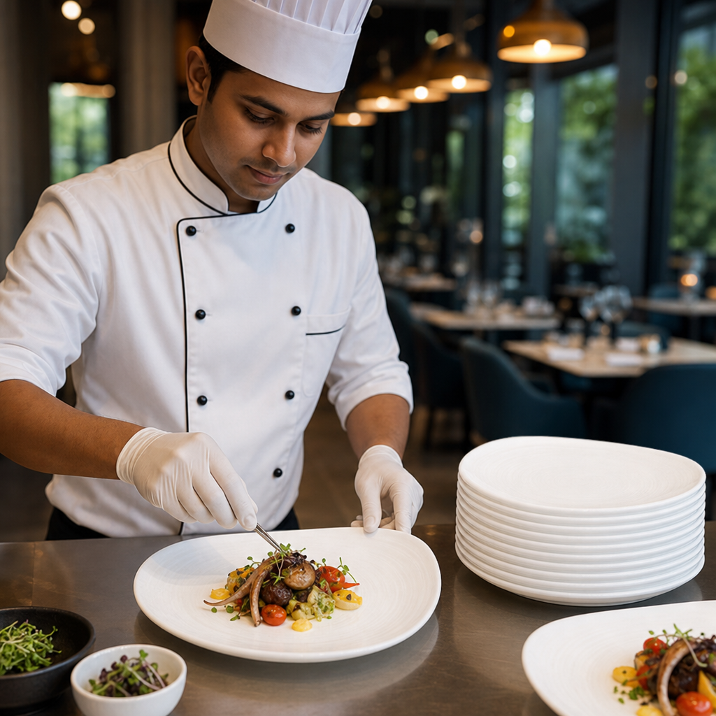 Plates 280mm Vitrified Ceramic for Restaurants (Pack of 12)