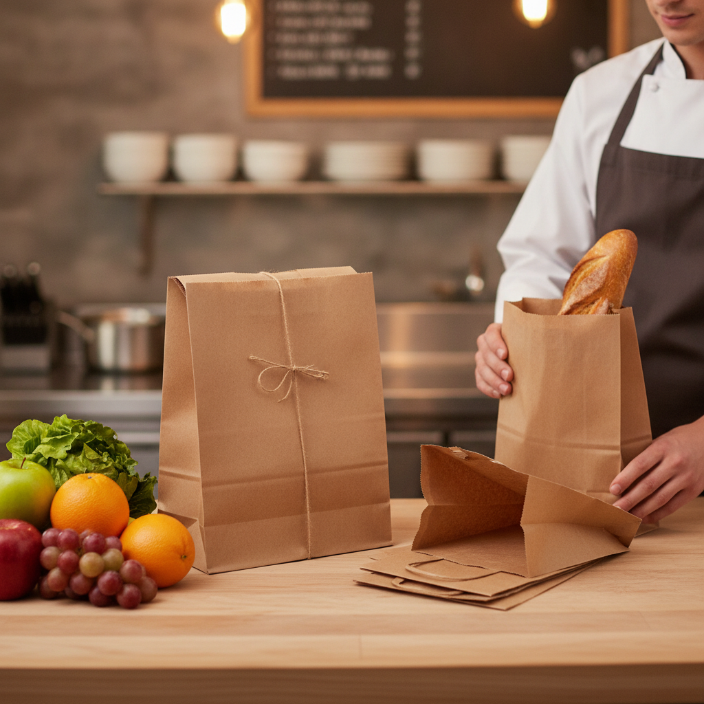 Recyclable Brown Paper Bakery Bags for Fresh Produce (Pack of 1000)