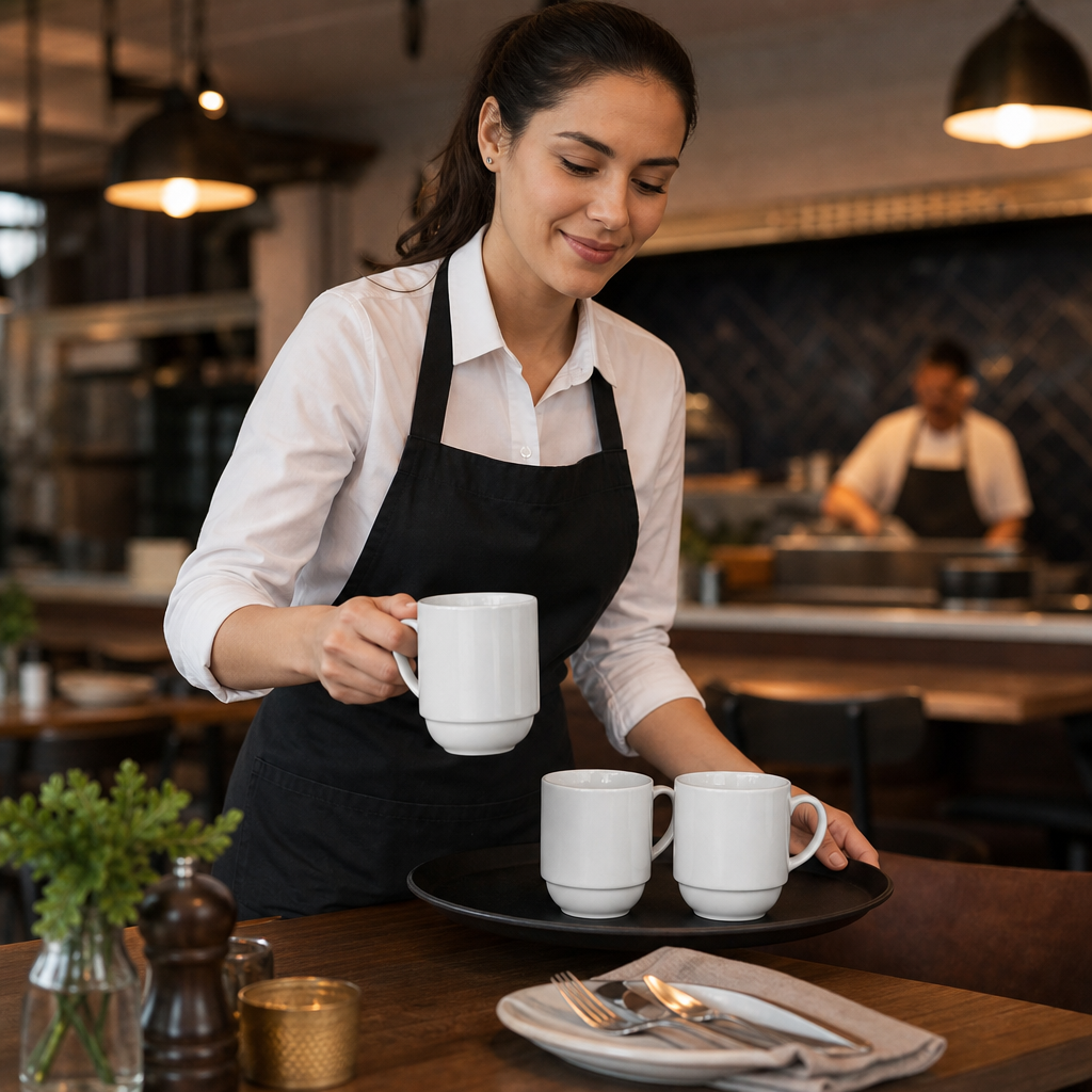 Stacking Mugs 325ml Porcelain for Cafés & Restaurants (Pack of 36)