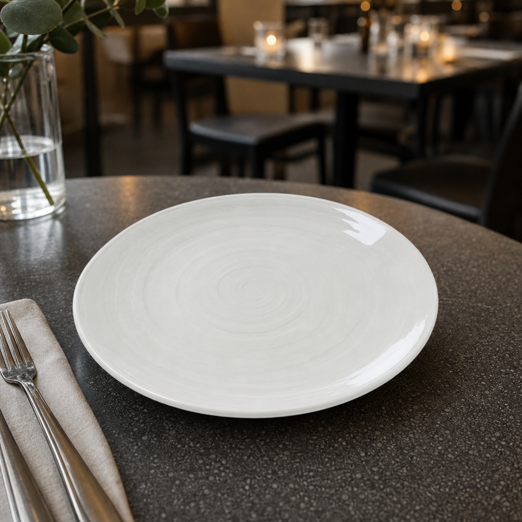 Coupe Plates 203mm White Porcelain for Restaurants & Cafés (Pack of 12)