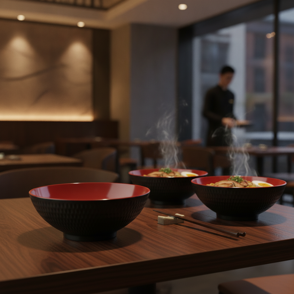 Melamine Red Bowl 240mm for Asian Cuisine