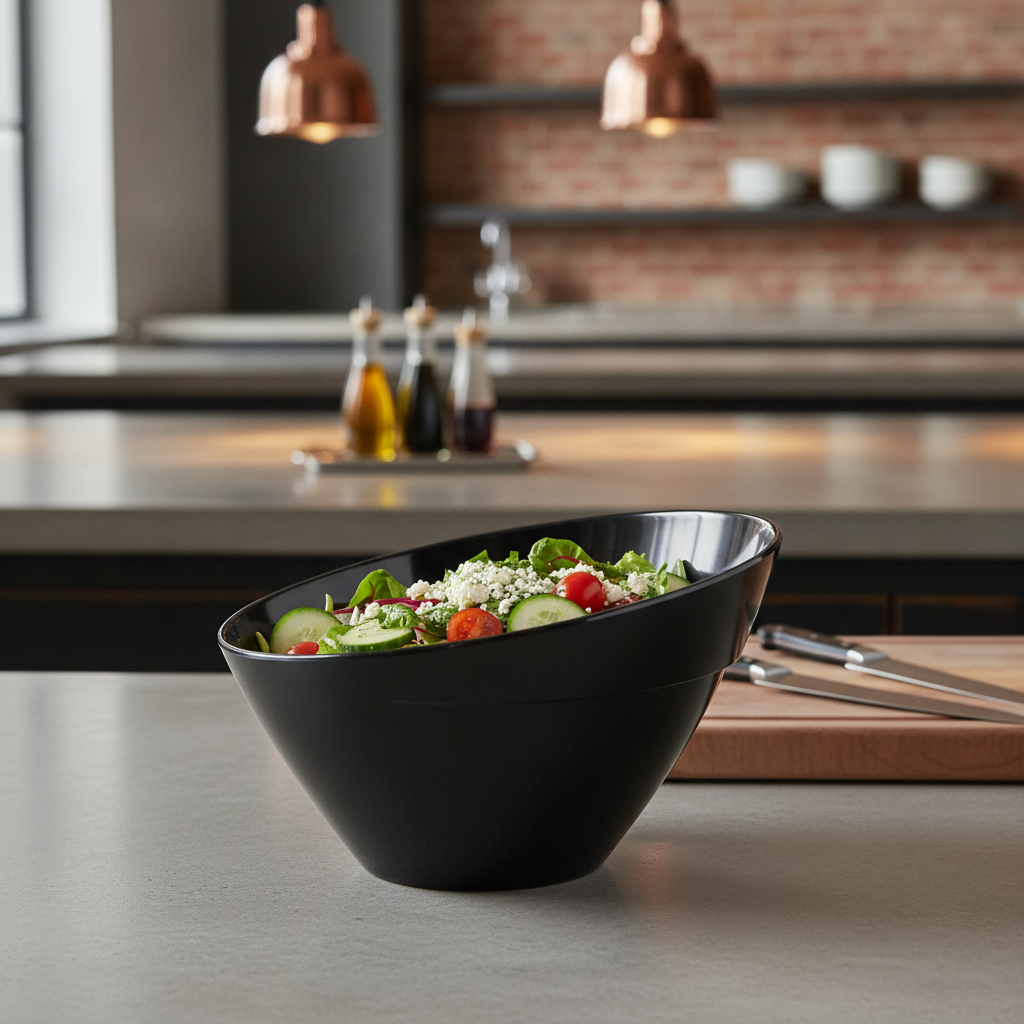 Melamine Black Sloping Bowl 210mm for Buffet Displays