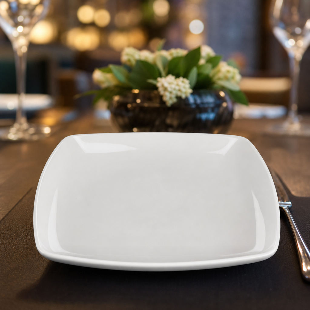 Square Porcelain Soup Plates 210mm for Restaurants & Cafés