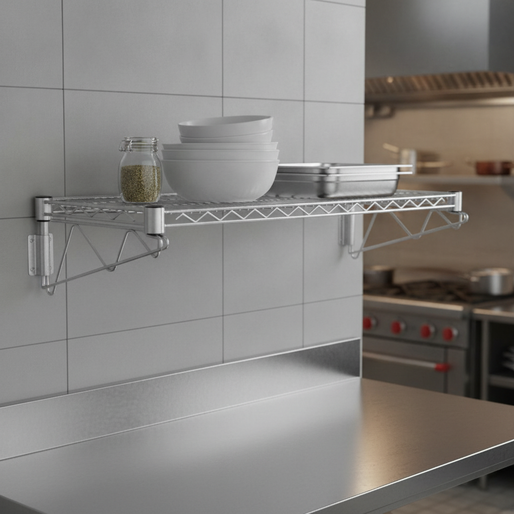 Chrome-Coated Steel Wall Shelf 910mm for Kitchen Storage