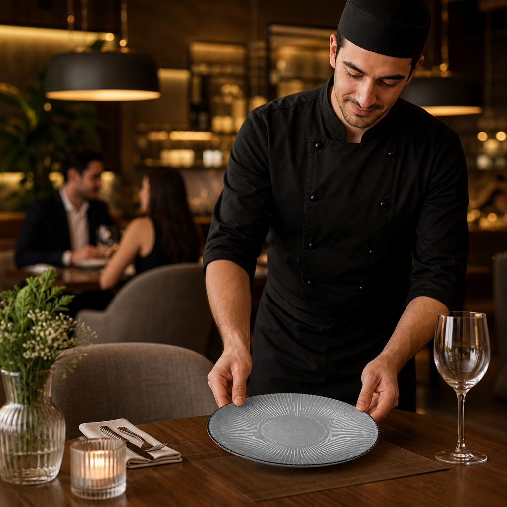 Bamboo Organic Glass Plates in Dusk for Stylish Dining (Pack of 6)