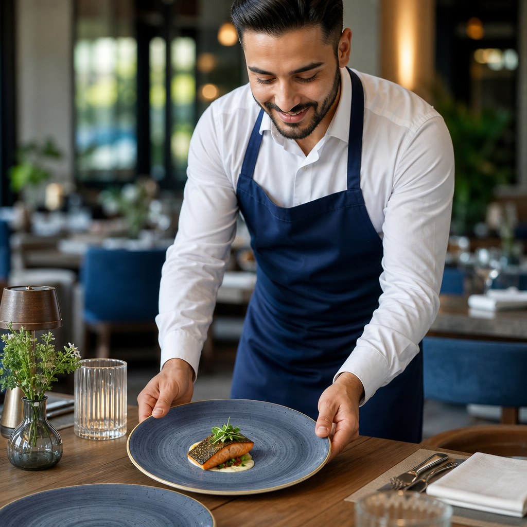 Coupe Plates 254mm Blue Vitrified Ceramic for Dining (Pack of 12)