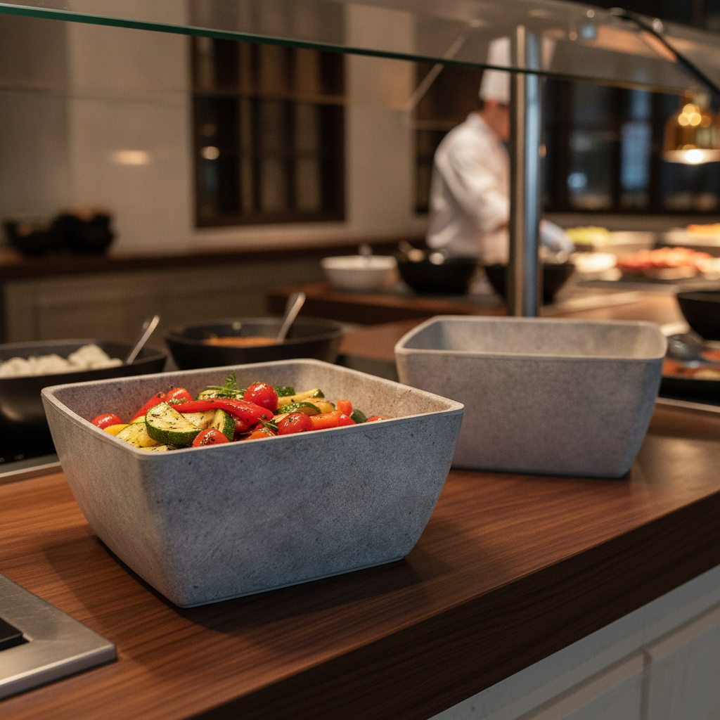 Melamine Grey Squared Bowl 3L for Buffet Service