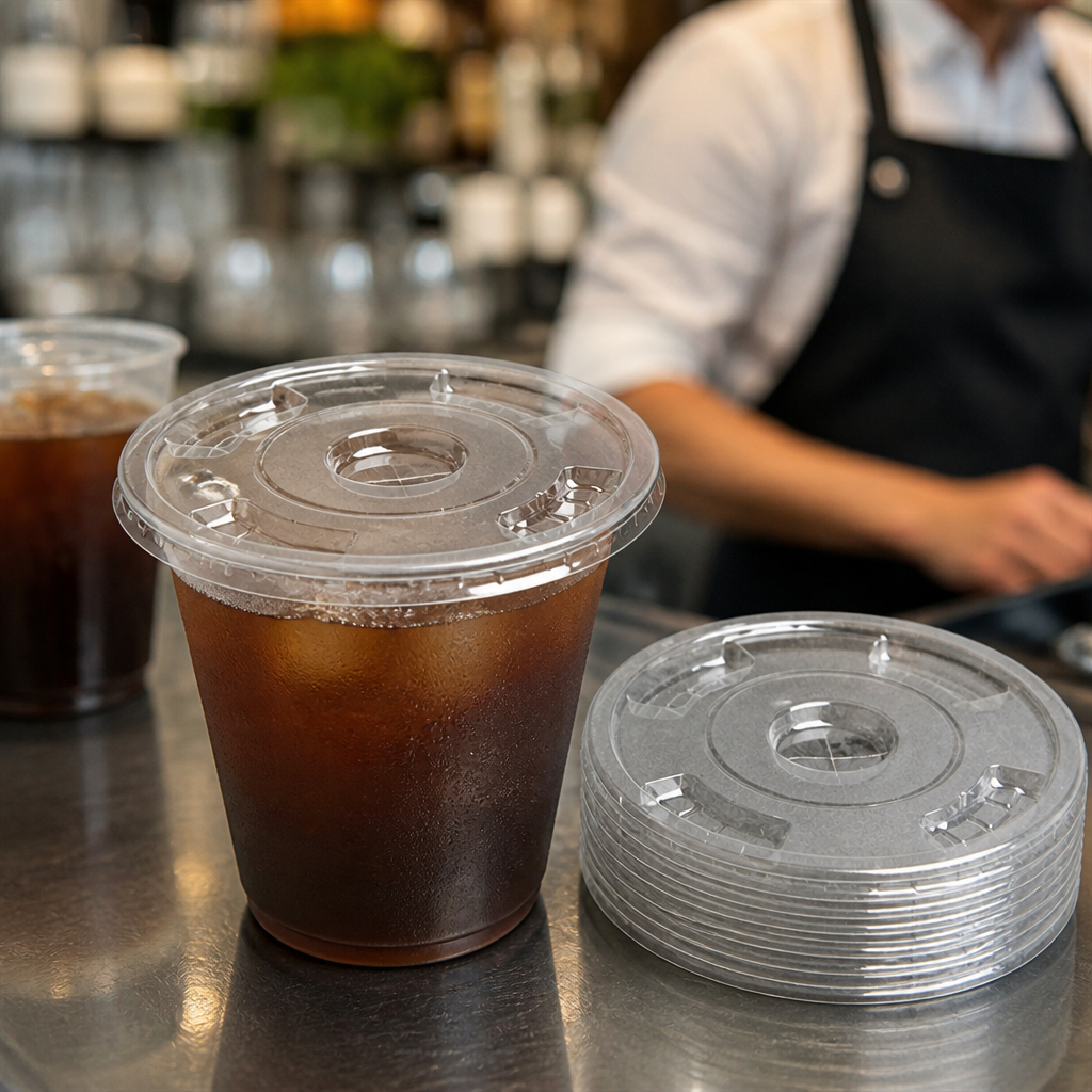 Compostable PLA Flat Lids 12oz for Serving Cold Drinks (Pack of 1000)