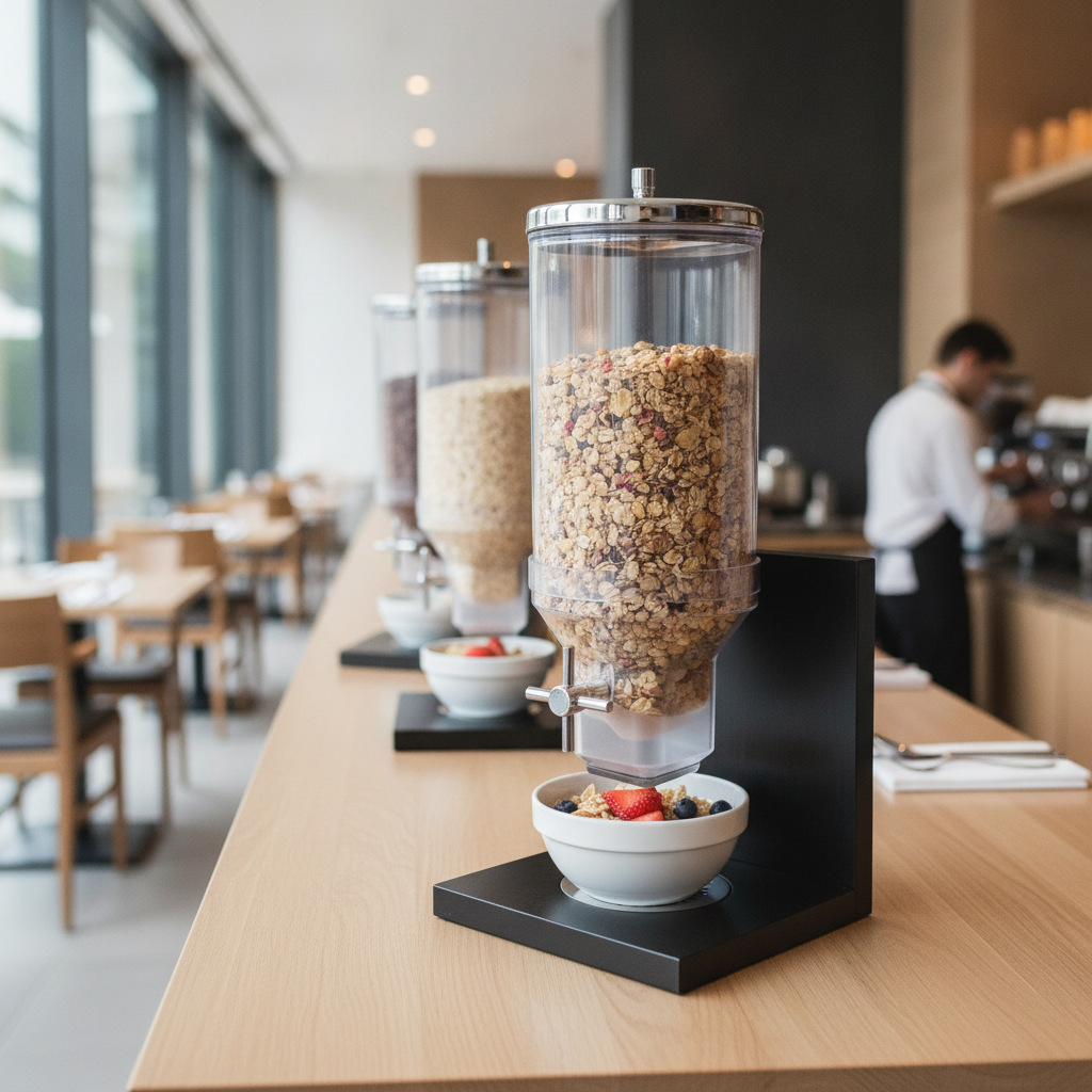 Wood Cereal Dispenser 4.5L for Efficient Breakfast Service