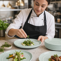Flat Round Plates Spring 180mm Green Porcelain for Serving Fresh Meals (Pack of 6)