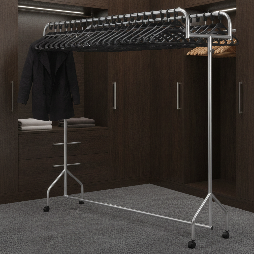 Epoxy Coated Steel Twin Top Garment Rail for Hotels & Restaurants