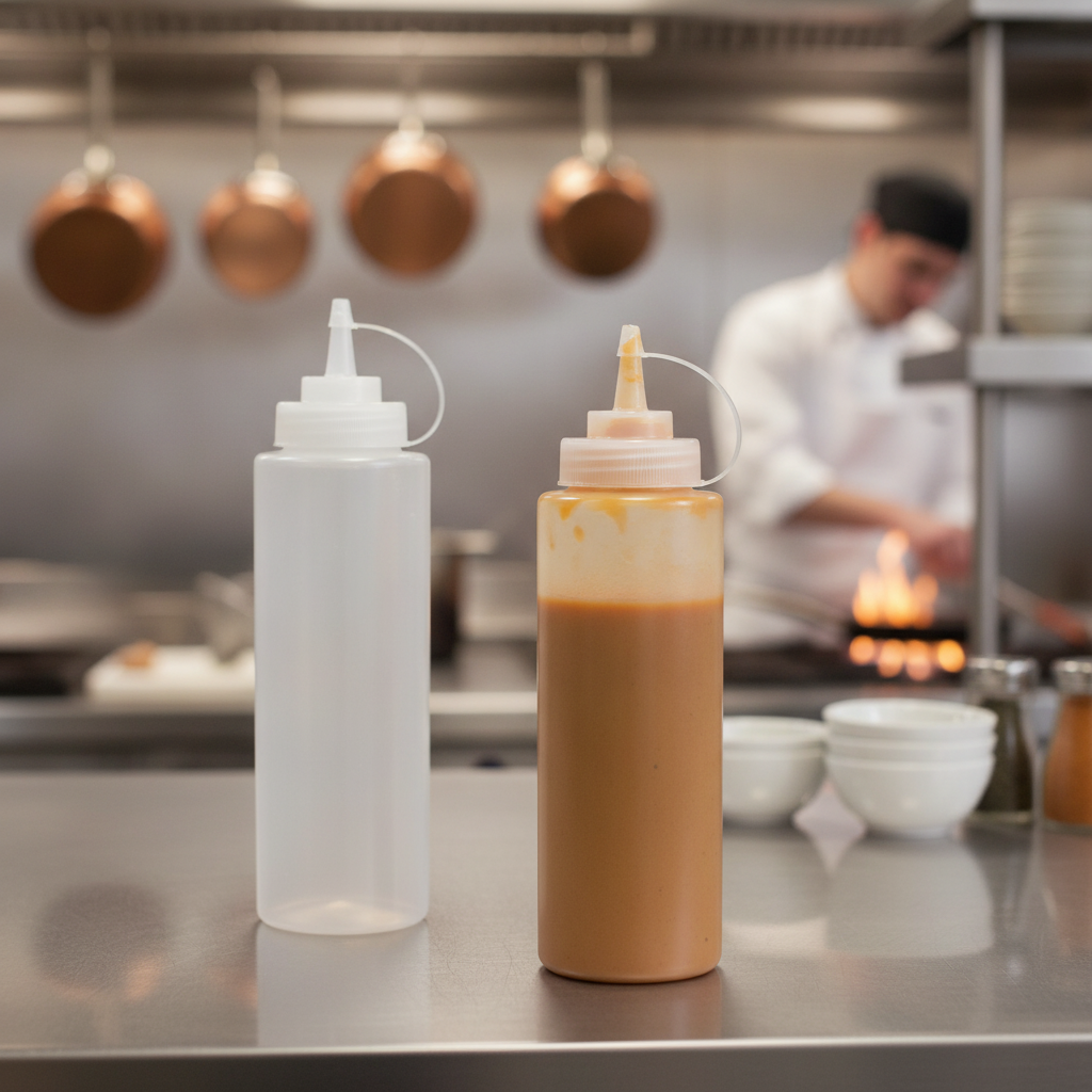 Polyethylene Clear Squeeze Sauce Bottle 8oz for Professional Kitchens