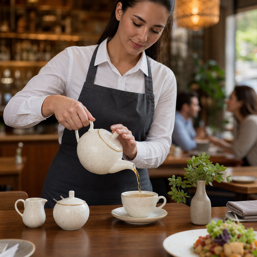 Ceramic Teapot 426ml in Barley White for Cafés & Tearooms (Pack of 4)