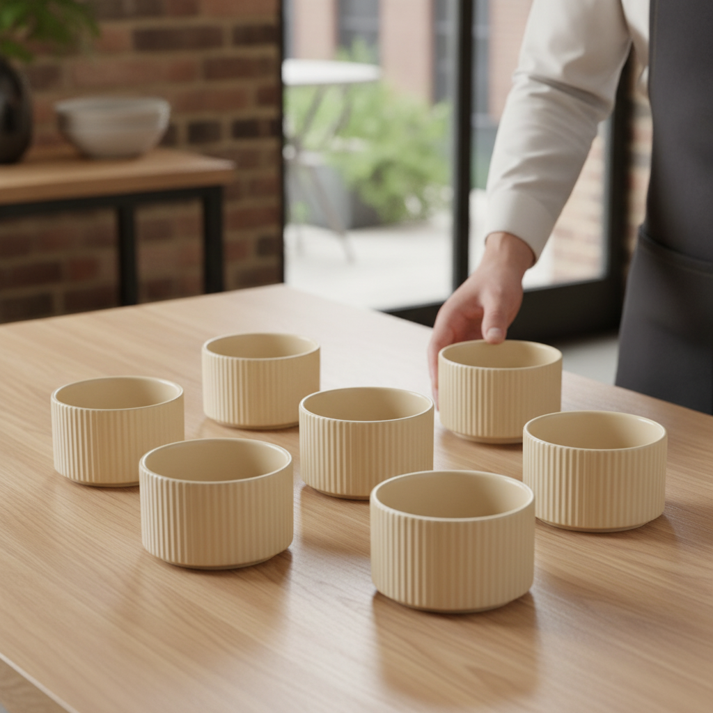 Porcelain Bowl 200ml in Matt Sand for Serving Desserts (Pack of 6)