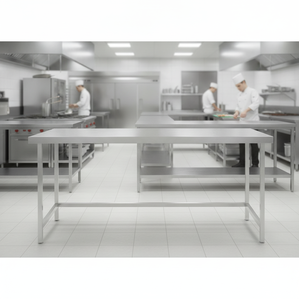 304 Stainless Steel Centre Table 600mm for Back-of-House Use
