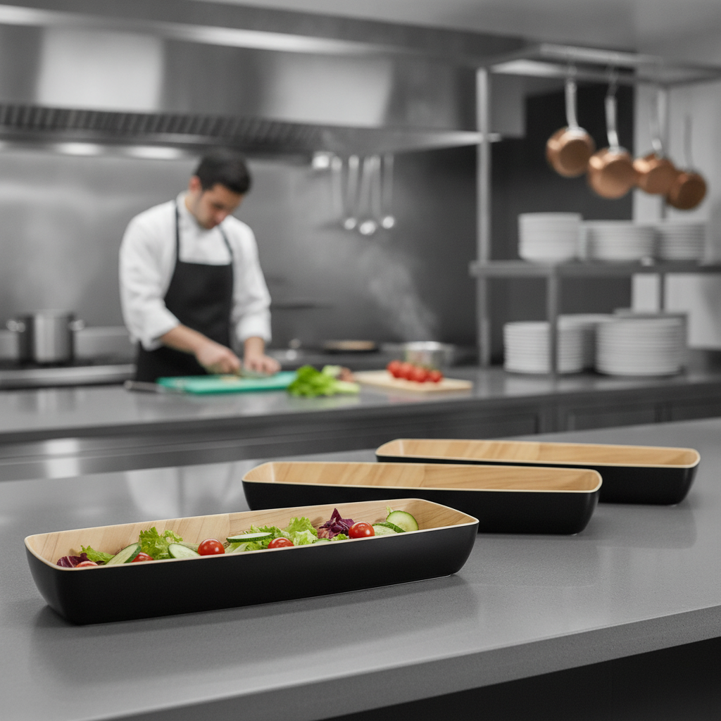Melamine Black & Brown Bowl GN2/4 for Catering & Hospitality