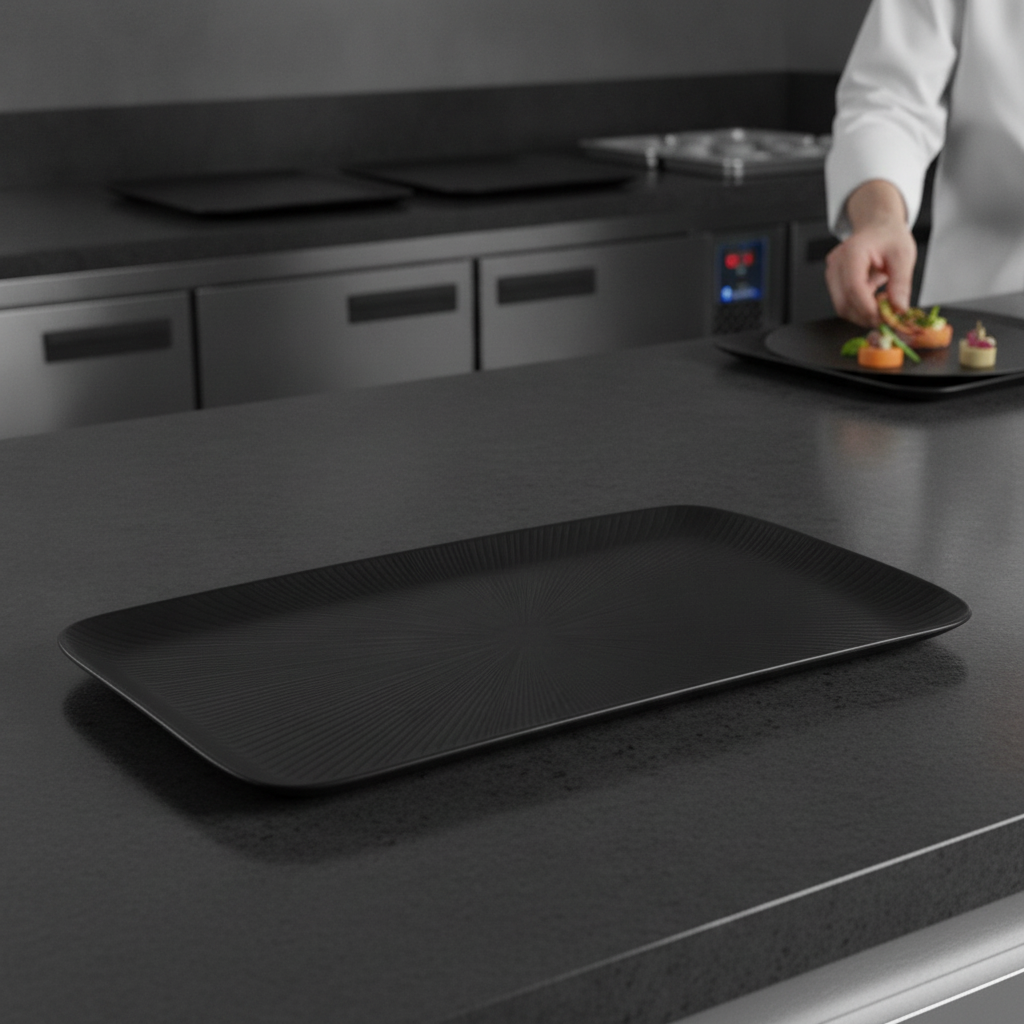 Melamine Black Tray 530x325mm for Stylish Dining