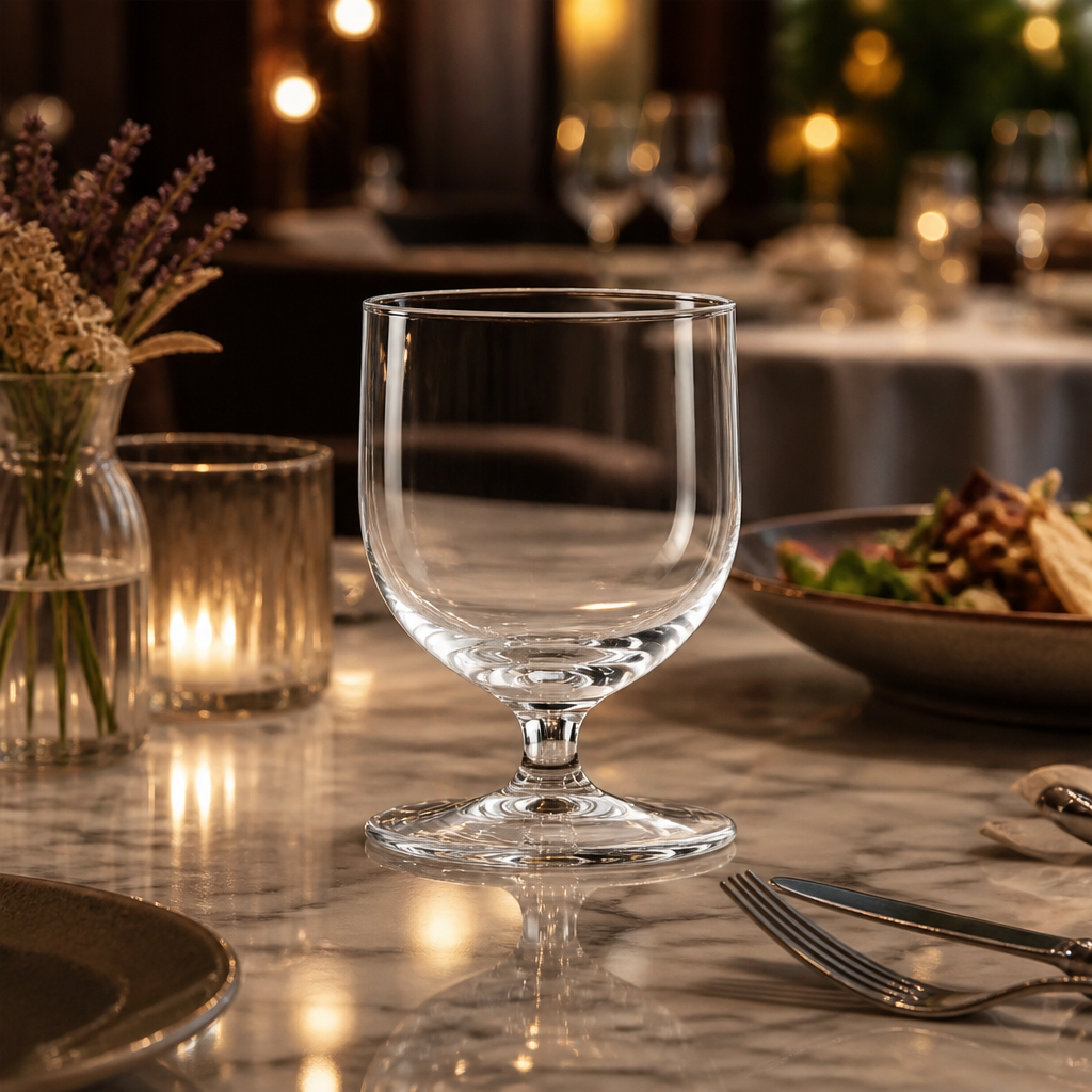 Clear Glass Old Fashioned Stemmed Tumblers 260ml for Entertaining (Pack of 6)