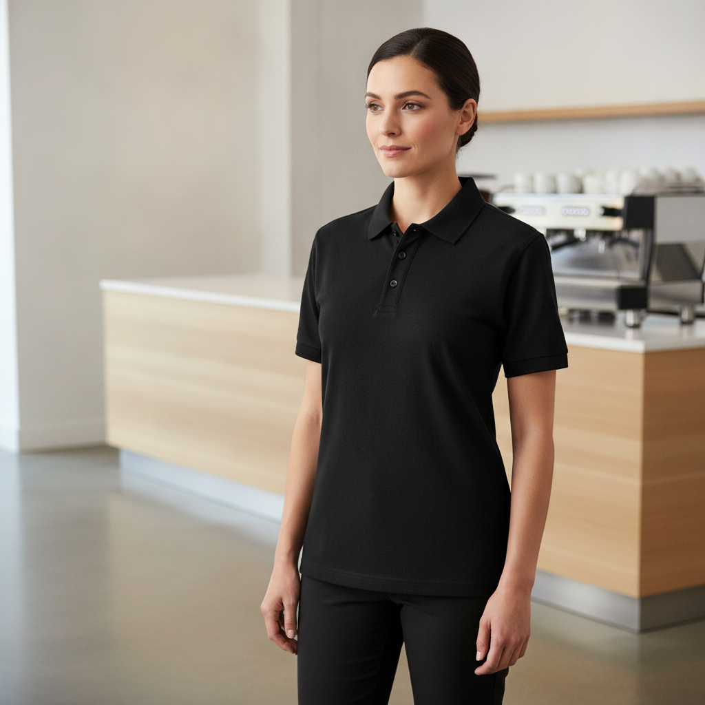 Black Polycotton Polo Shirt for Staff Uniforms