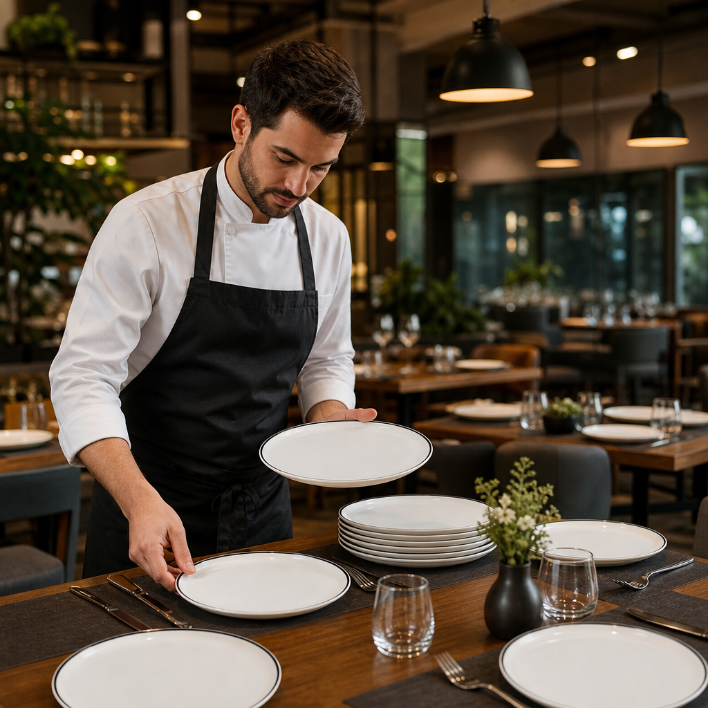 Alumina Stack Plates 255mm Vitrified Ceramic for Restaurants (Pack of 12)