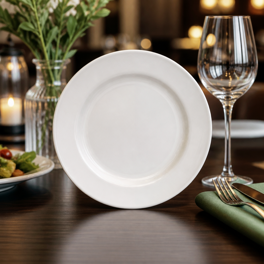 Wide Rim Plates 170mm White Porcelain for Commercial Kitchens (Pack of 24)