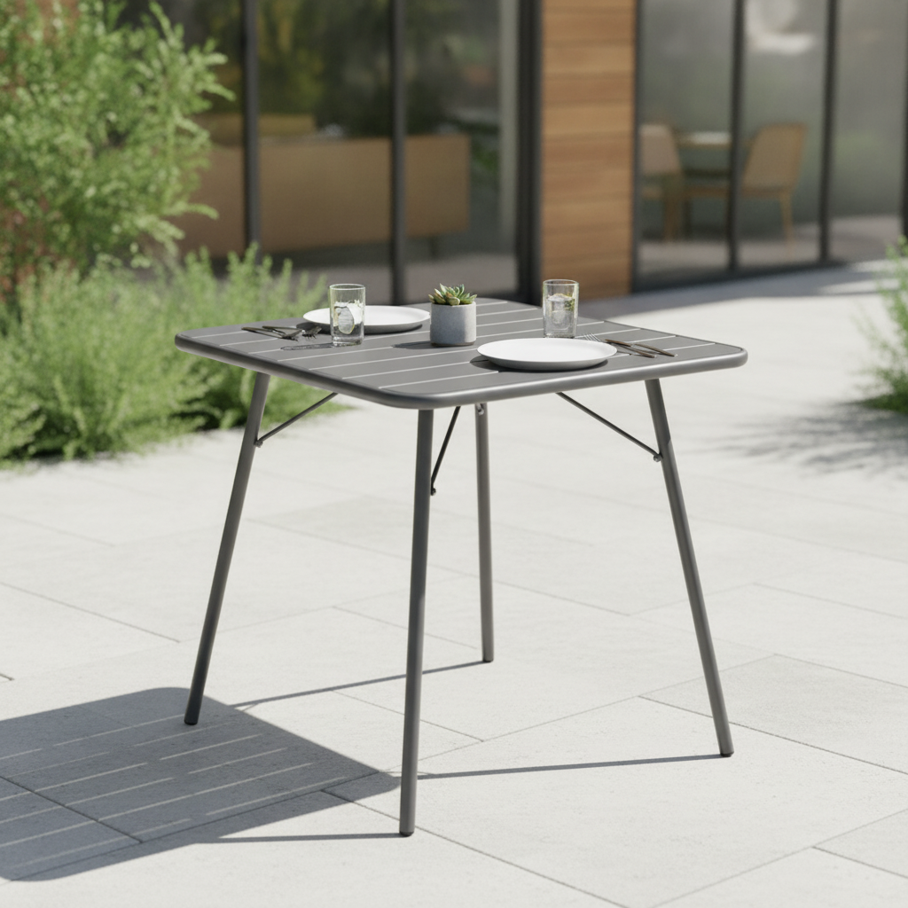 Powder Coated Steel Square Folding Table 700mm for Indoor & Outdoor Use