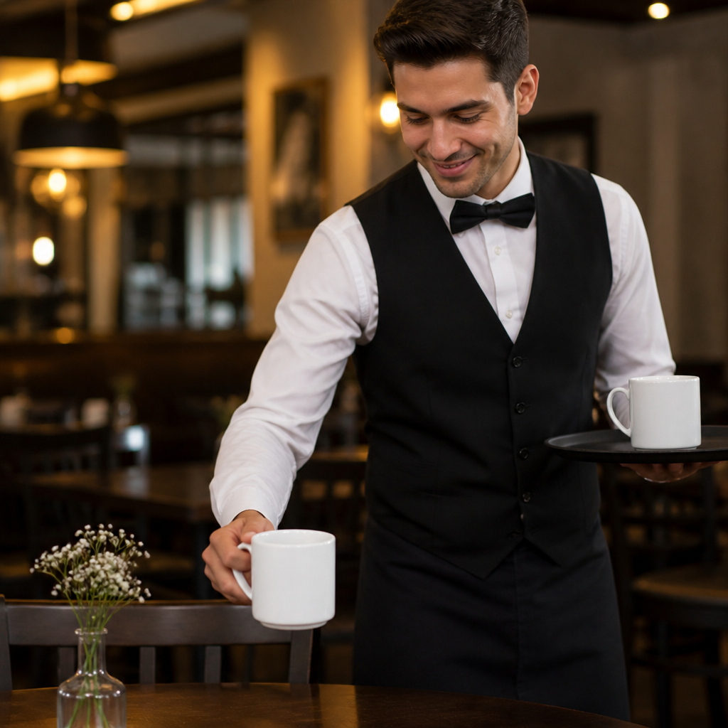 Mugs 330ml White Vitrified Porcelain for Cafés & Restaurants (Pack of 12)