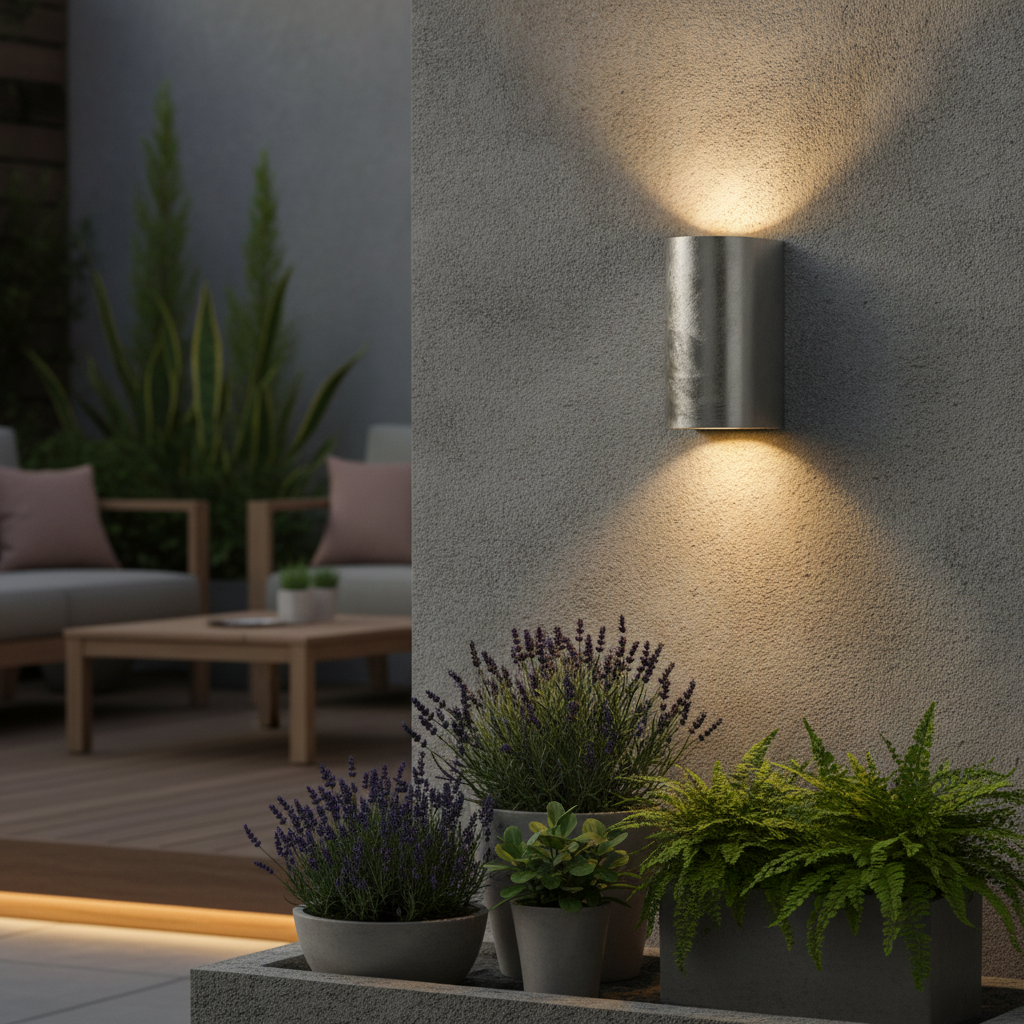 Steel Outdoor Wall Light with Dual Light Output for Patios & Gardens