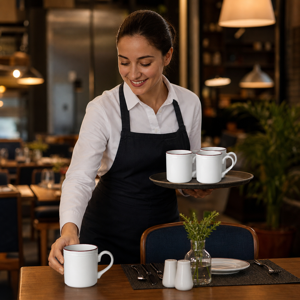Mugs 285ml Maroon China for Dining Experiences (Pack of 12)