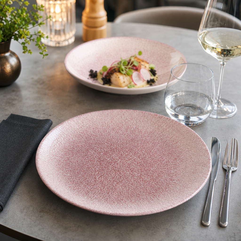 Coupe Plates 165mm Pink Porcelain for Catering & Hospitality (Pack of 12)